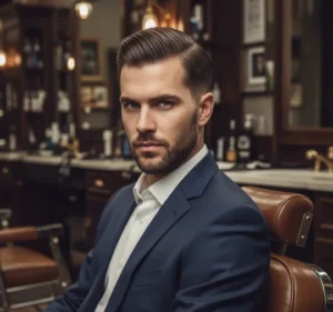 Mid Fade Straight Hair Slick Back