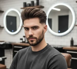 Mid Fade Straight Hair Modern Look