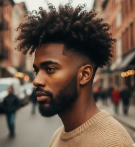 Curly Blowout Mid Taper Fade