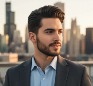 Modern Comb Over Mid Fade