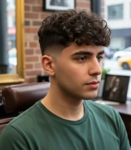 Mid Fade Curly Hair Fringe