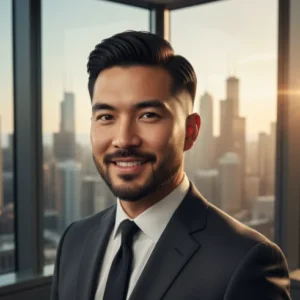 Straight Hair Comb Over Mid Fade