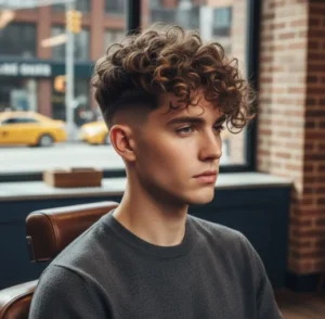 Mid Fade Curly Hair Long Top