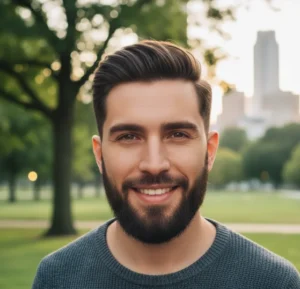 Mid High Fade with Beard