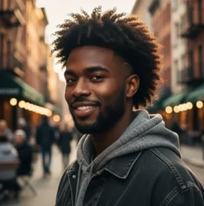 Curly Mid Fade Mullet