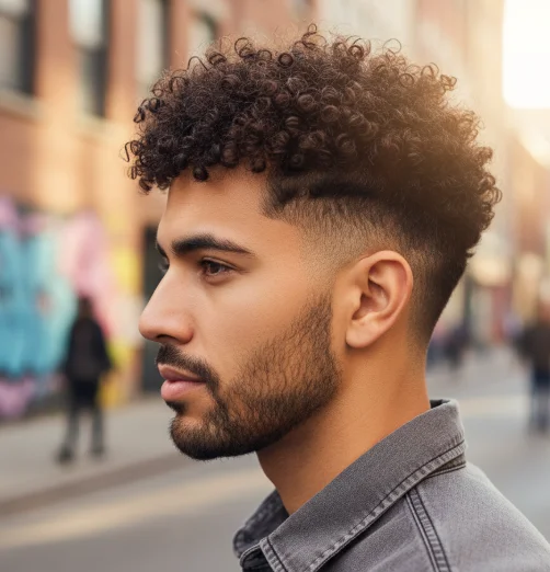 mid fade curly hair 