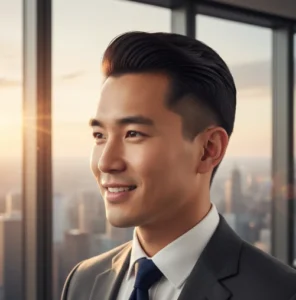 Thick Hair Slick Back Mid Fade