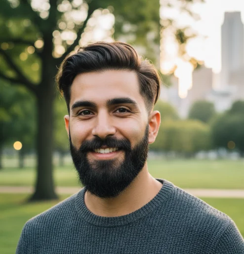 Mid Fade with Natural Beard